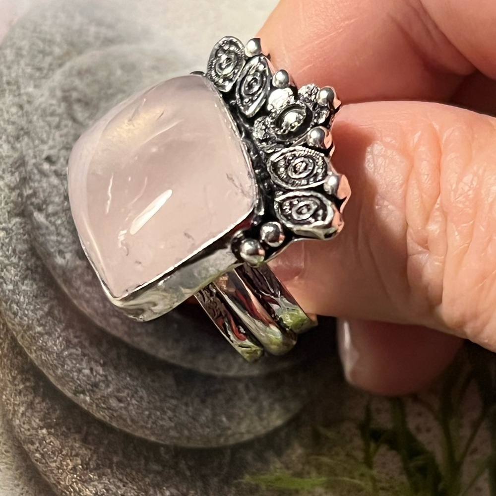 NEW Rose Quartz silver ring - Picture 3 of 11